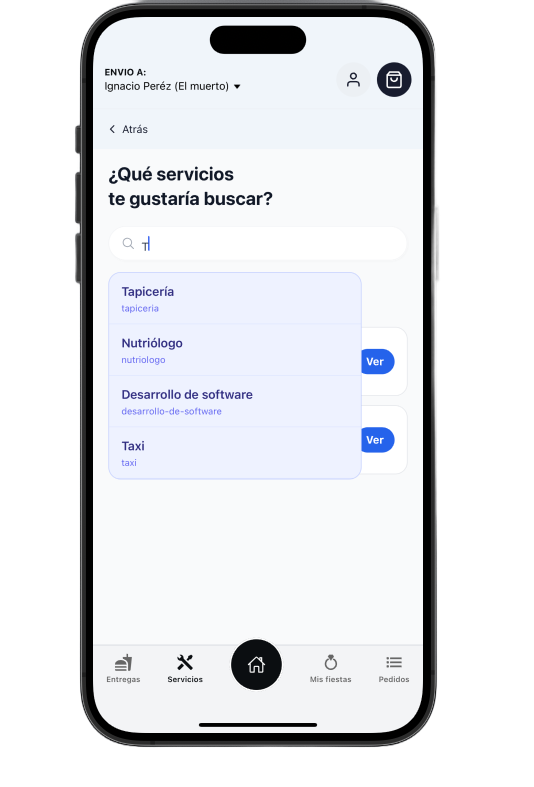 Buscador de servicios locales en Piter Eats
